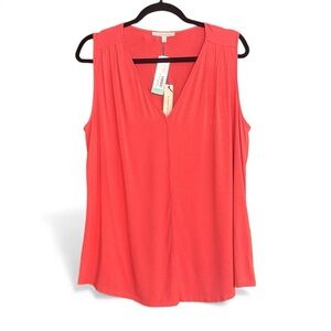 NWT 41 Hawthorn Daizey Coral V-Neck Knit Tank Top 1X
